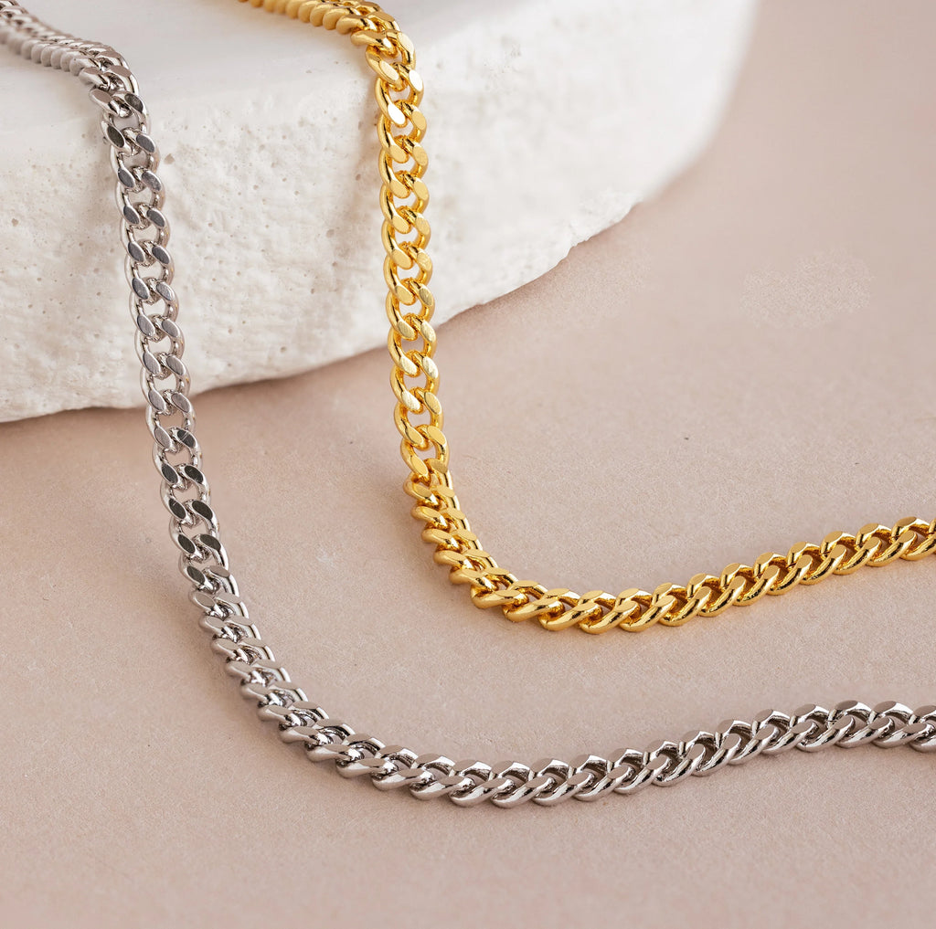 Curb Chain Bracelet Silver 18K Gold Plated
