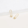 Pave Safety Pin Earrings Silver 18K Gold Plated