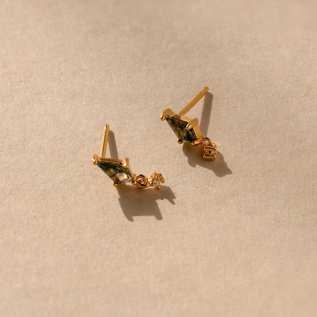 Agate Kite Drop Earrings Silver 18K Gold Plated