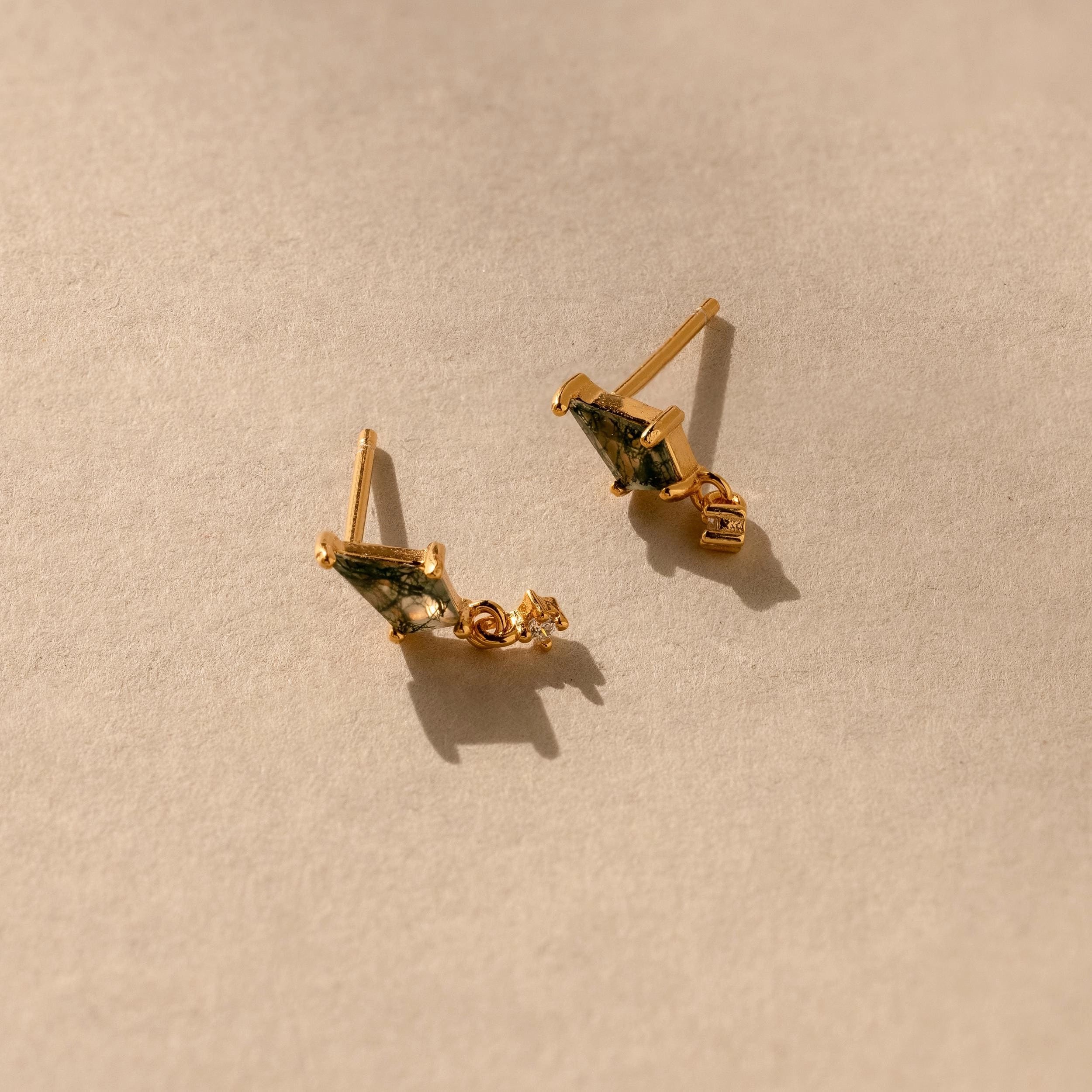 Agate Kite Drop Earrings Silver 18K Gold Plated