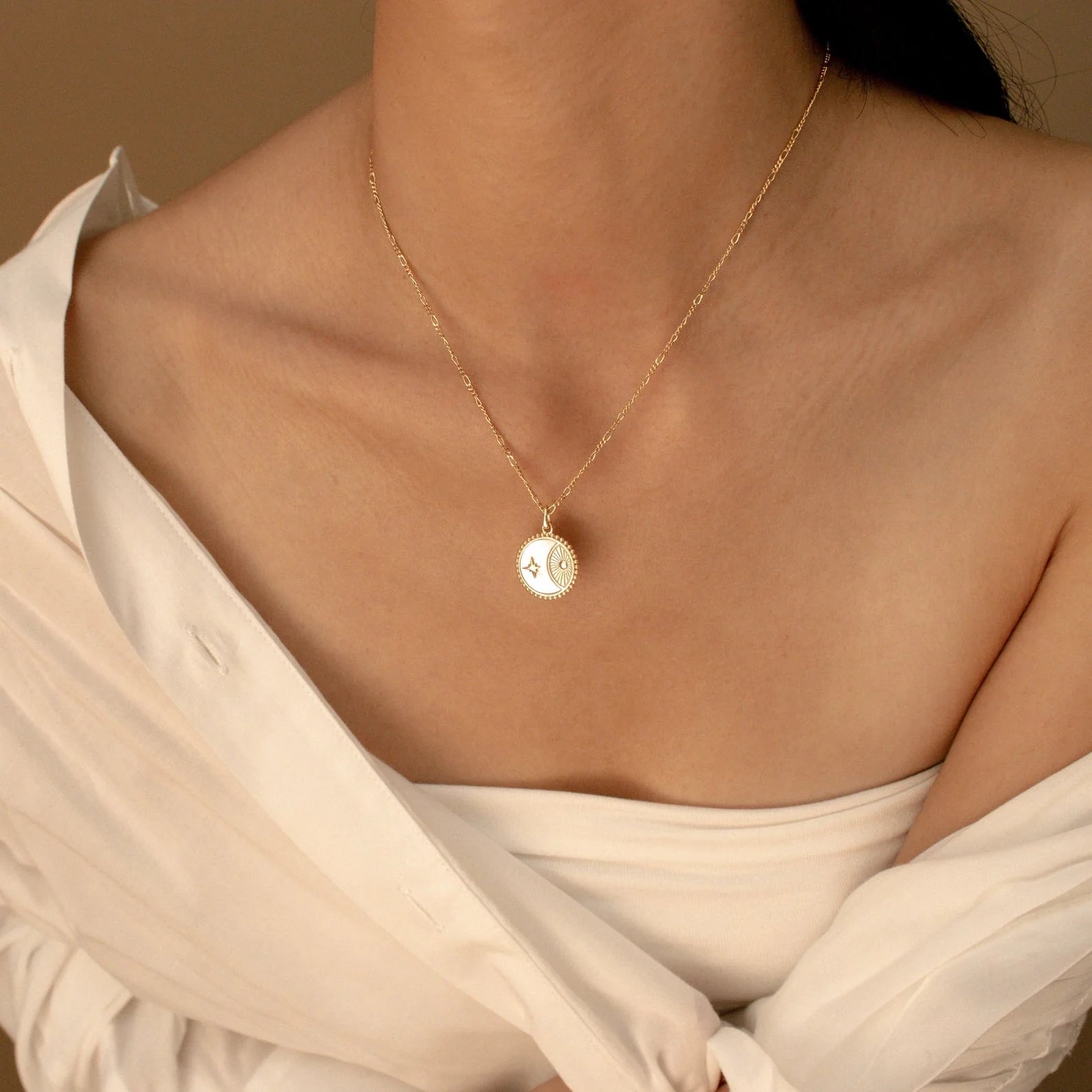 Gabi Coin Necklace Silver 18K Gold Plated