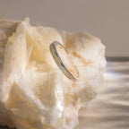 White Opal Inlay Band Silver 18K Gold Plated