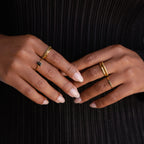 Black Emerald Ring Silver 18K Gold Plated