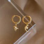 Astra Moon & Star Huggies Silver 18K Gold Plated