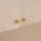 Diamond Art Deco Flatback Studs Silver 18K Gold Plated