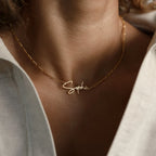 Summer Name Necklace in Figaro Chain Silver 18K Gold Plated