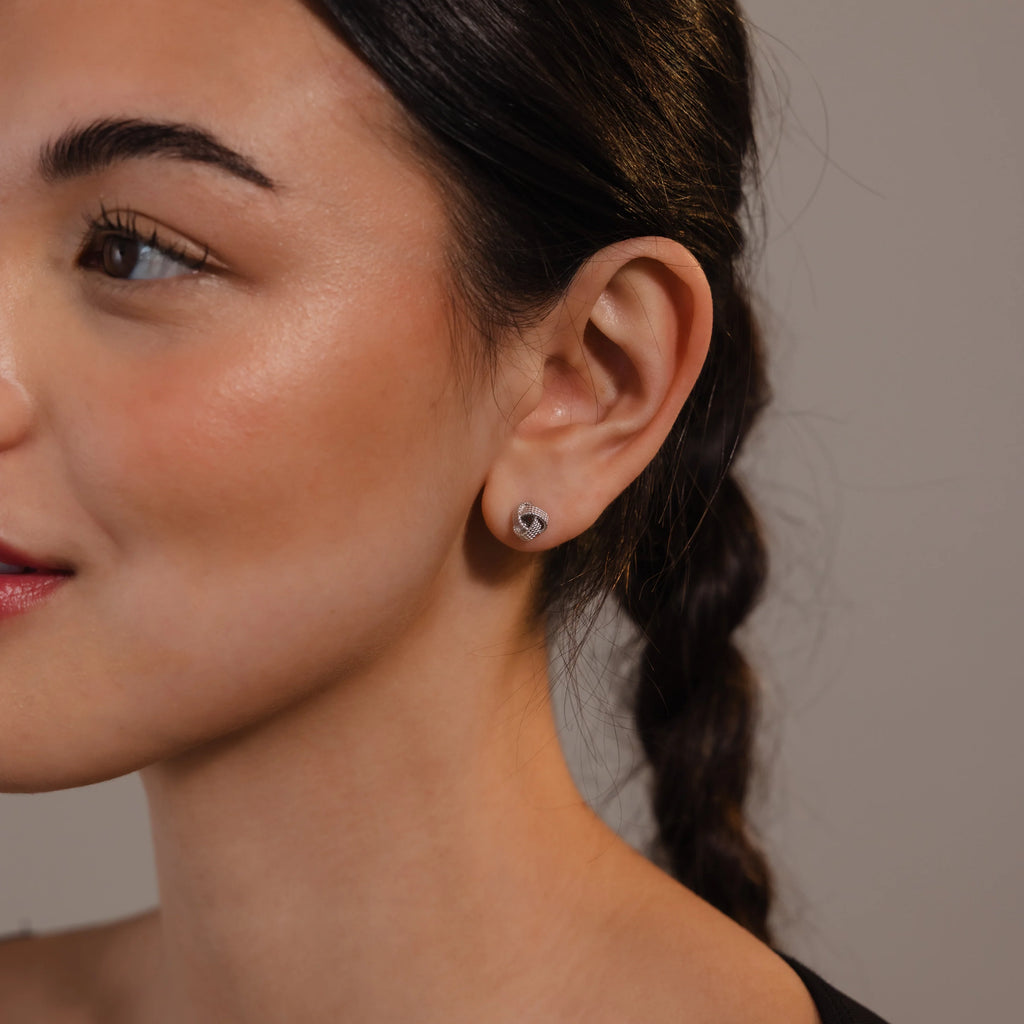 Rope Knot Studs Silver 18K Gold Plated
