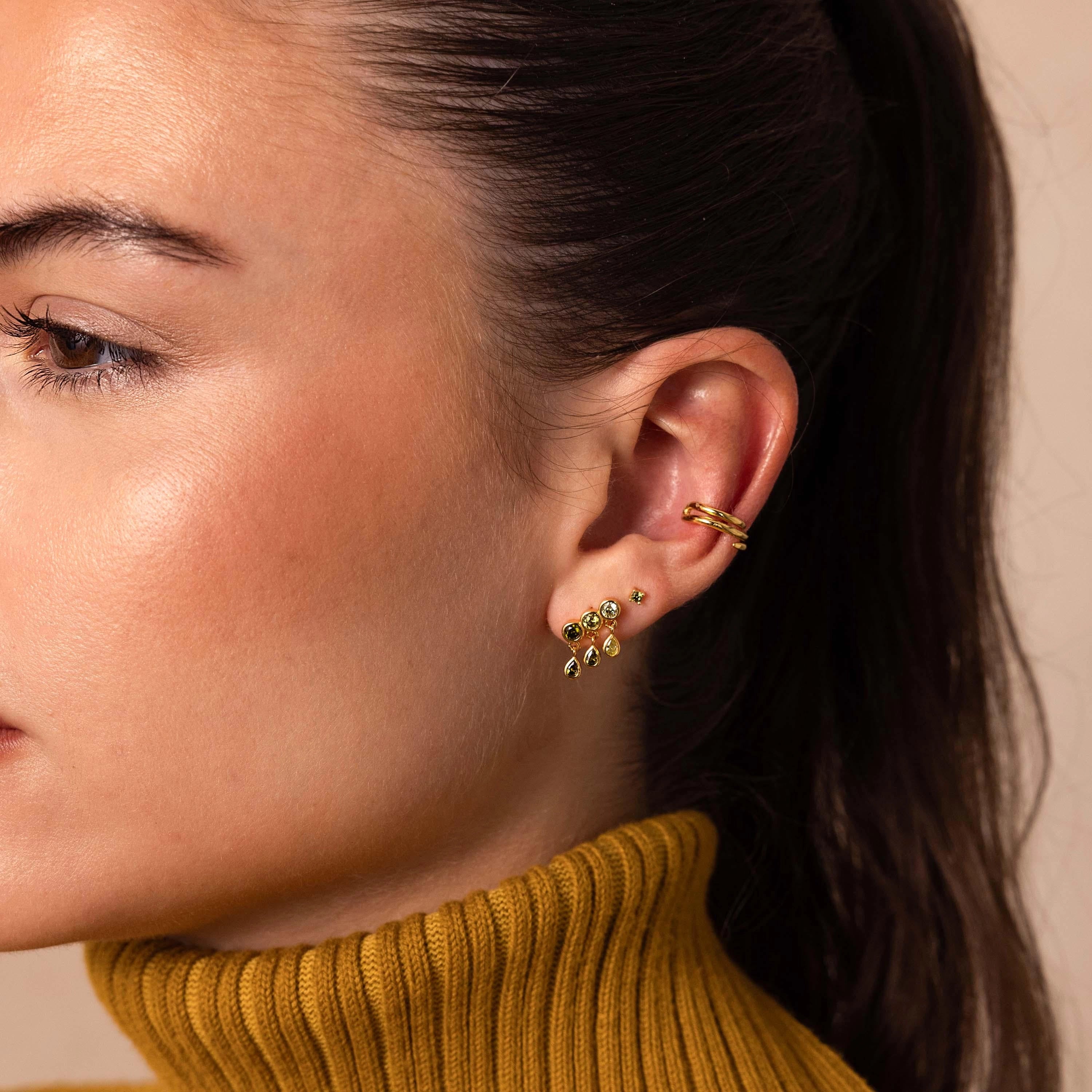Peridot Raindrop Studs Silver 18K Gold Plated