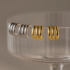 Triple Loop Huggie Earrings Silver 18K Gold Plated
