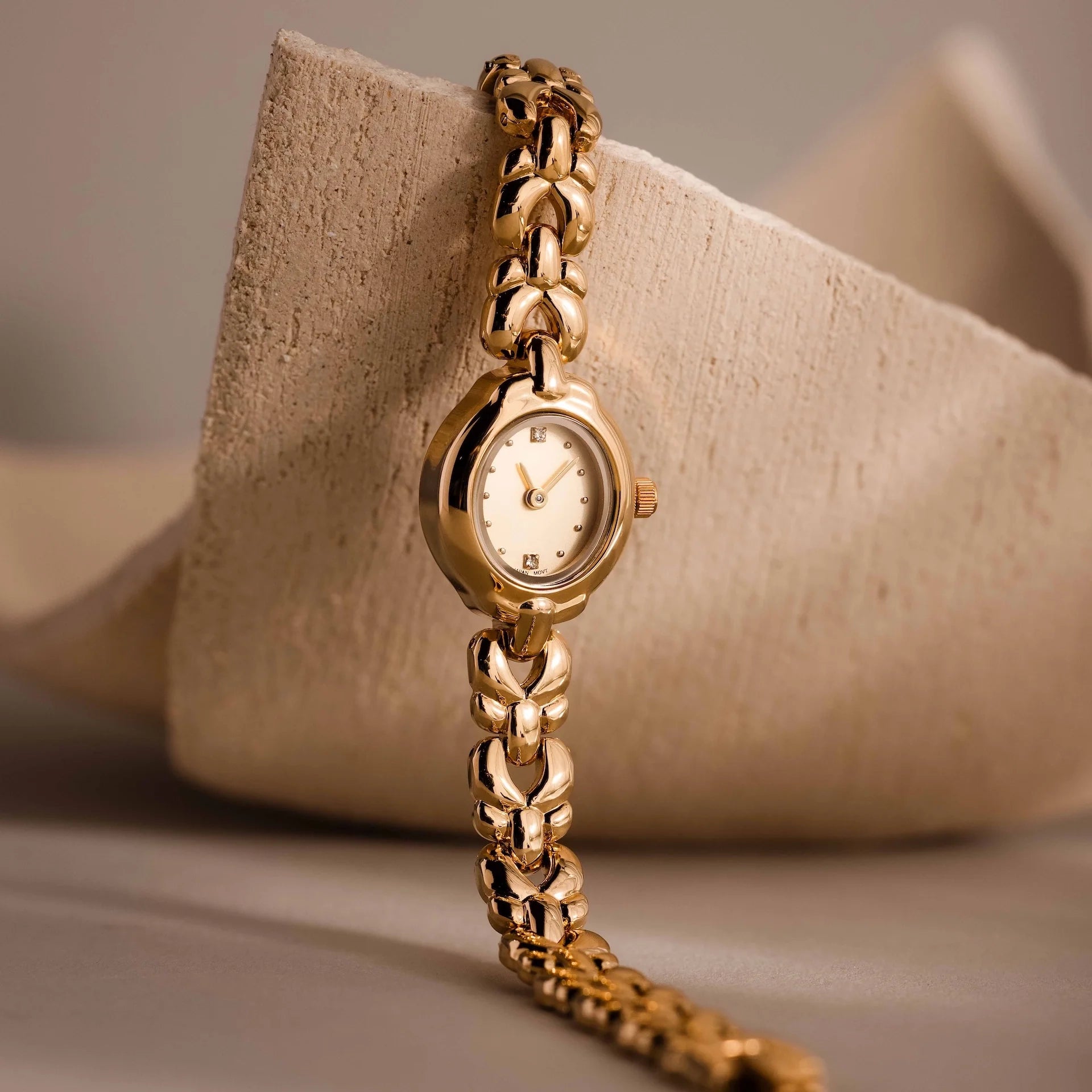 Petite Oval Link Timepiece Silver 18K Gold Plated