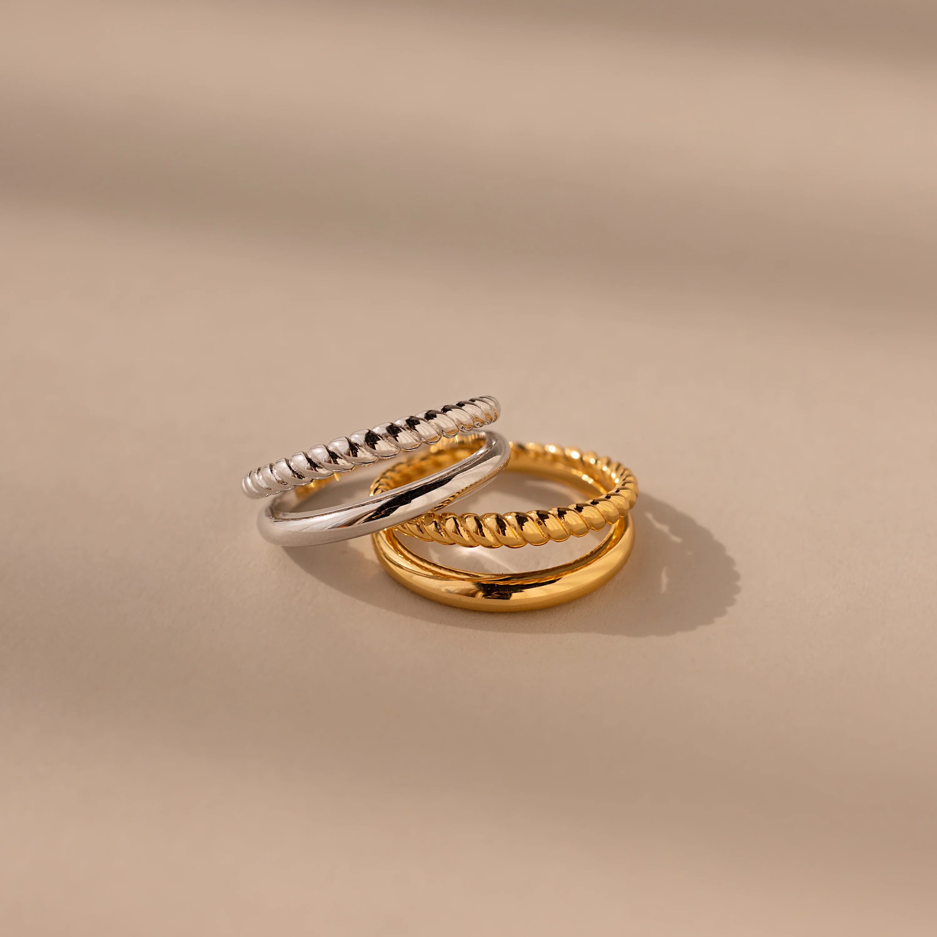 Twisted Band Duo Ring in Silver 18K Gold Plated