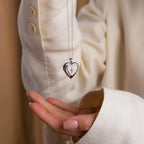 Diamond North Star Heart Locket Necklace Silver 18K Gold Plated
