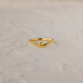 Topaz Drop Curve Ring Silver 18K Gold Plated