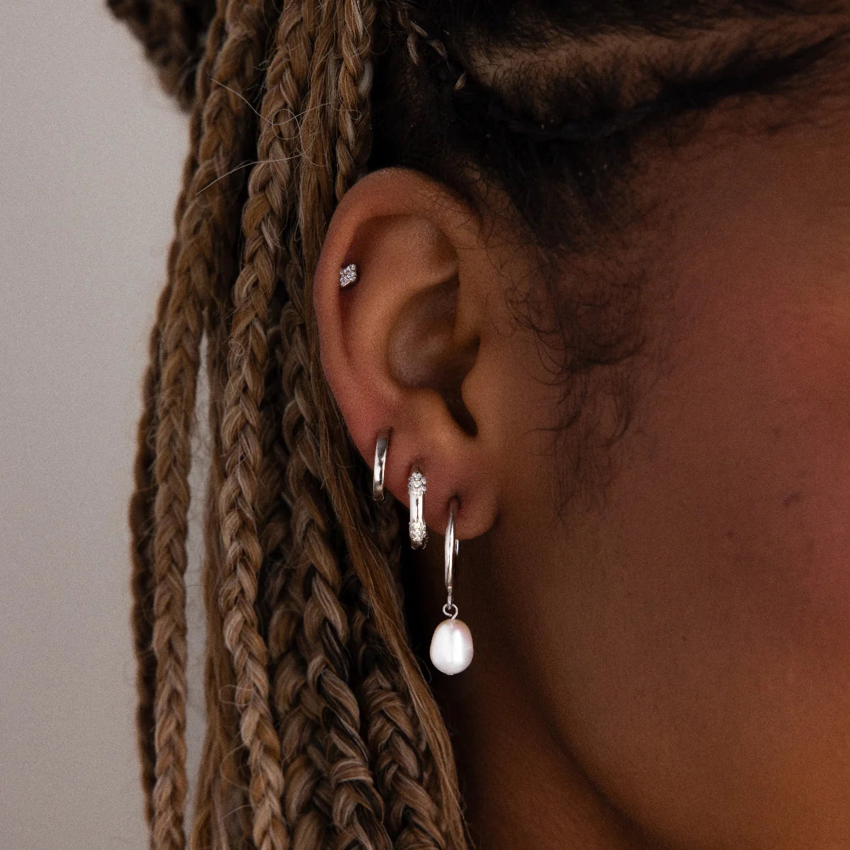 Diamond Geometric Studs Silver 18K Gold Plated