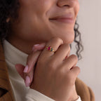 Toi et Moi Oval Birthstone Ring Silver 18K Gold Plated
