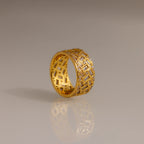 Round & Baguette Diamond Ring Silver 18K Gold Plated