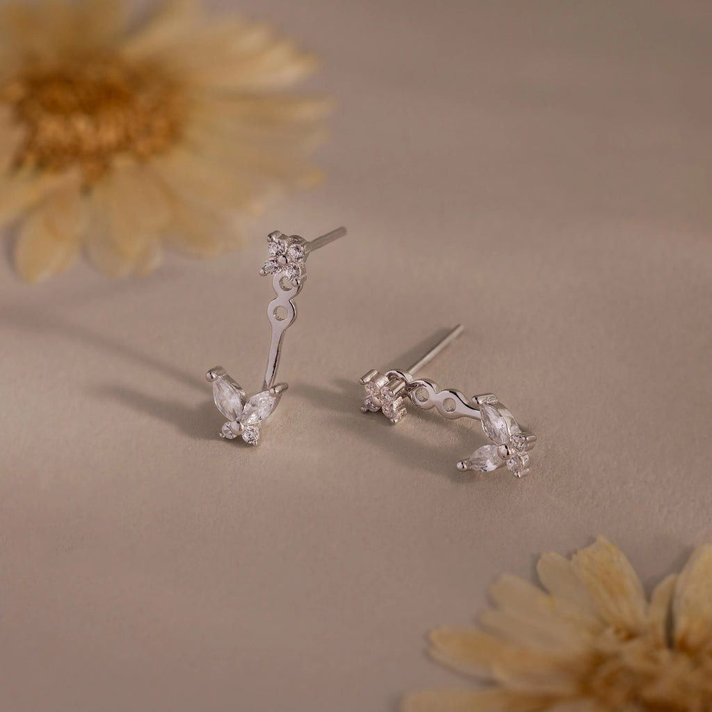 Butterfly Ear Jackets Silver 18K Gold Plated
