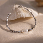 Pearl Charm Beaded Bracelet Silver 18K Gold Plated