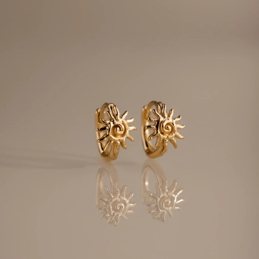 Celestial Sun Huggies Silver 18K Gold Plated