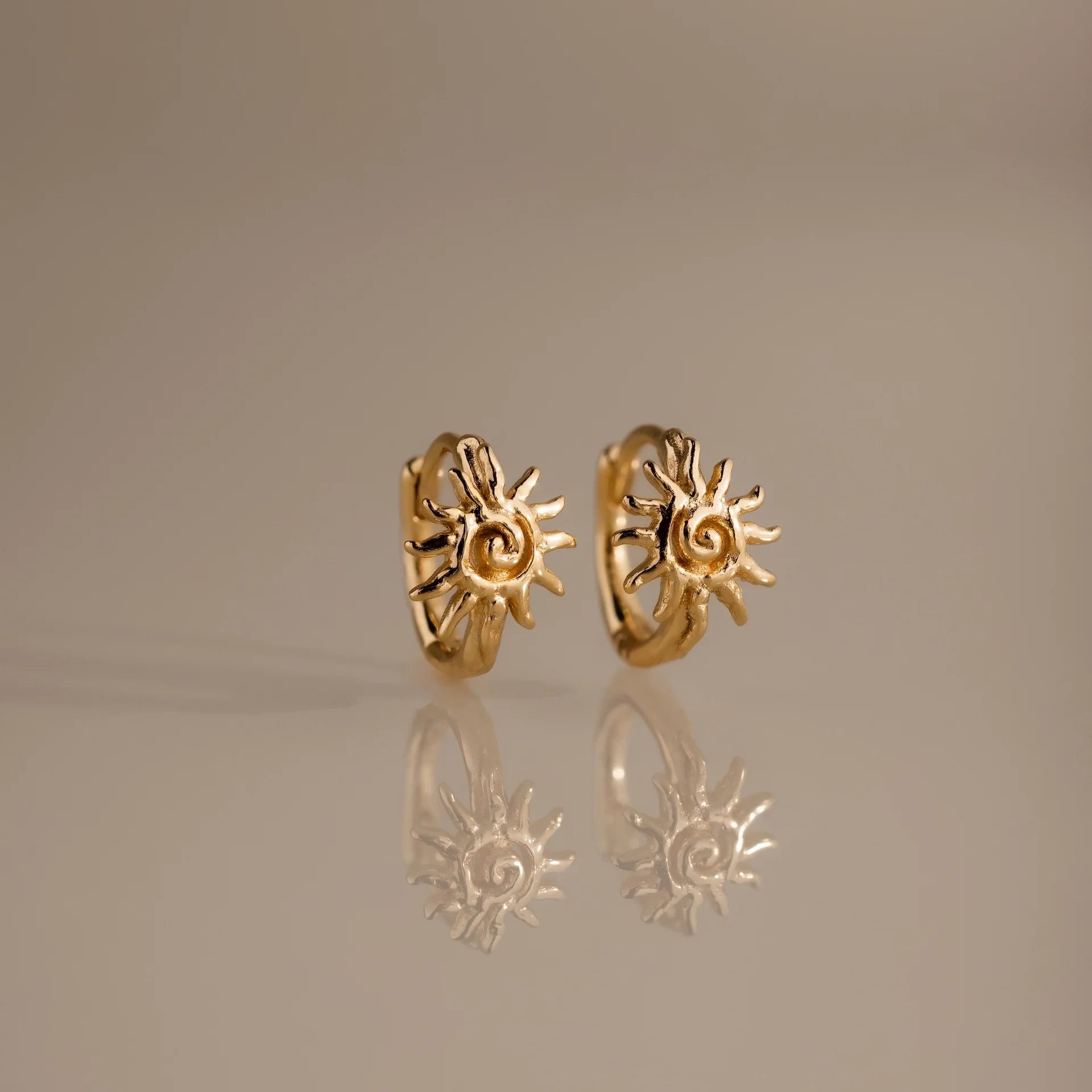 Celestial Sun Huggies Silver 18K Gold Plated