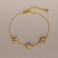 Pearl Clover Letter Bracelet Silver 18K Gold Plated