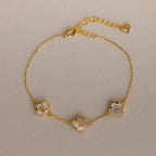 Pearl Clover Letter Bracelet Silver 18K Gold Plated