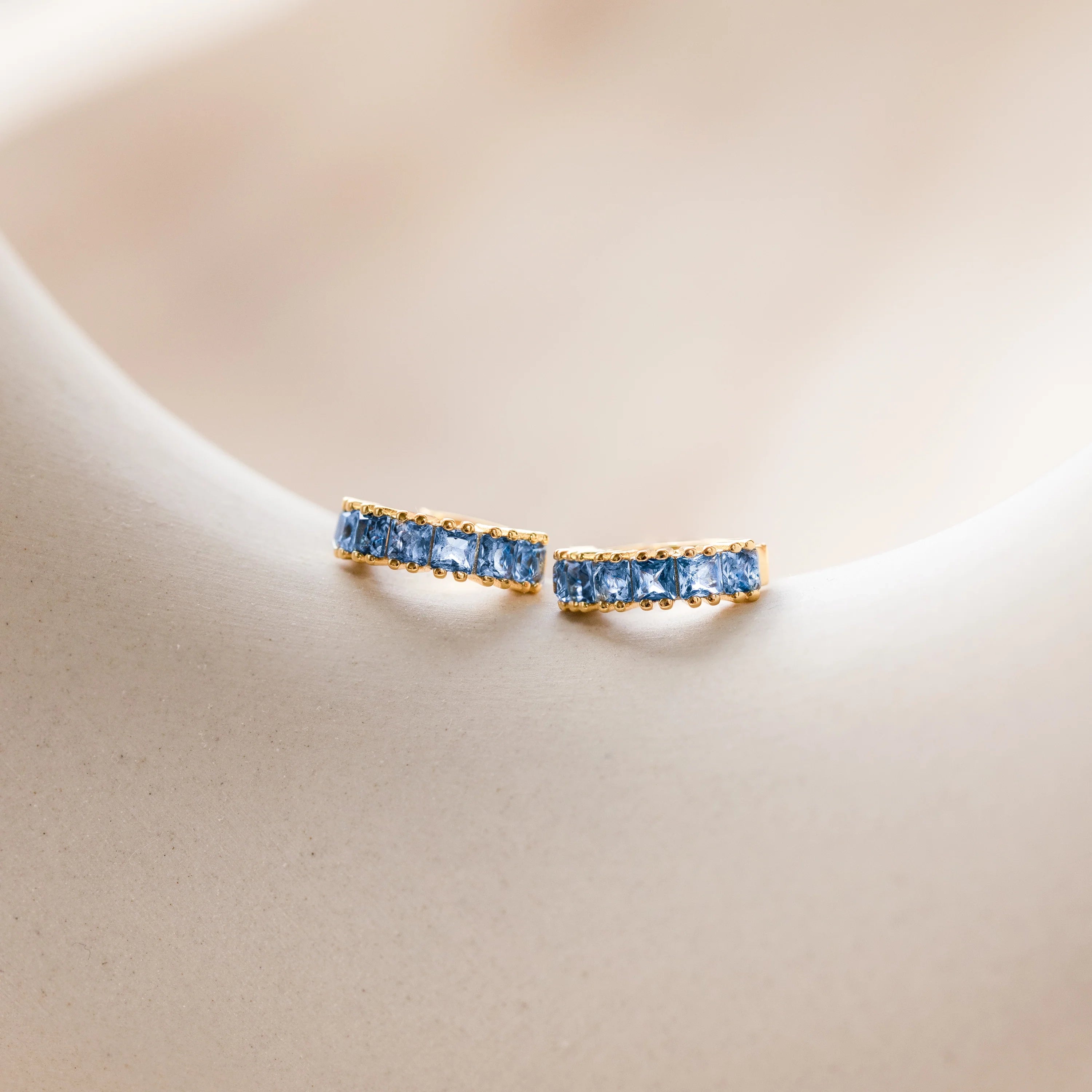 Genevieve Blue Topaz Huggies Silver 18K Gold Plated