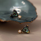 Abalone Pearl Heart Studs Silver 18K Gold Plated