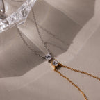 Dainty Diamond Necklace Silver 18K Gold Plated