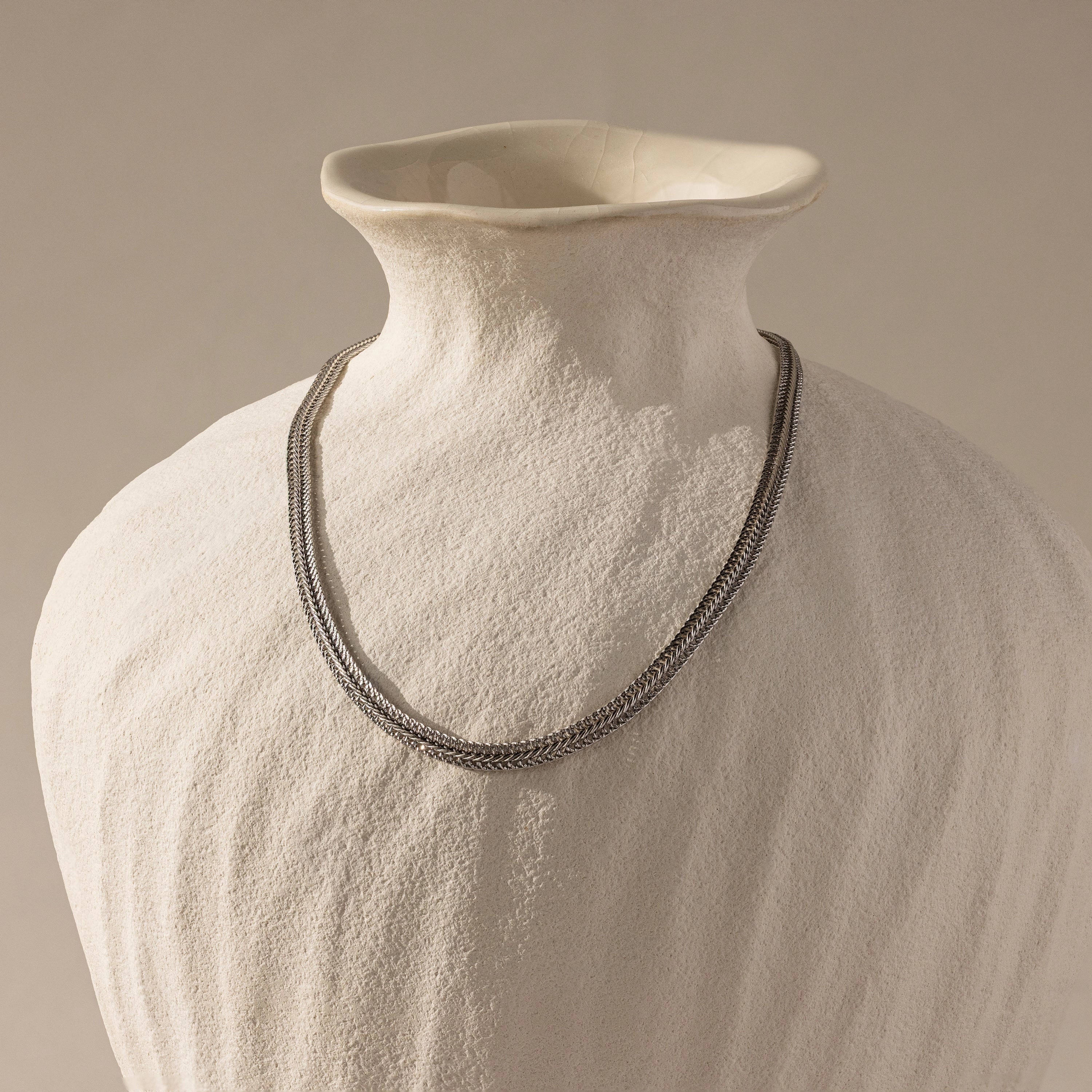 Thin Mesh Chain Necklace Silver 18K Gold Plated