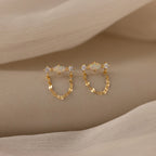 Opal & Diamond Chain Studs Silver 18K Gold Plated