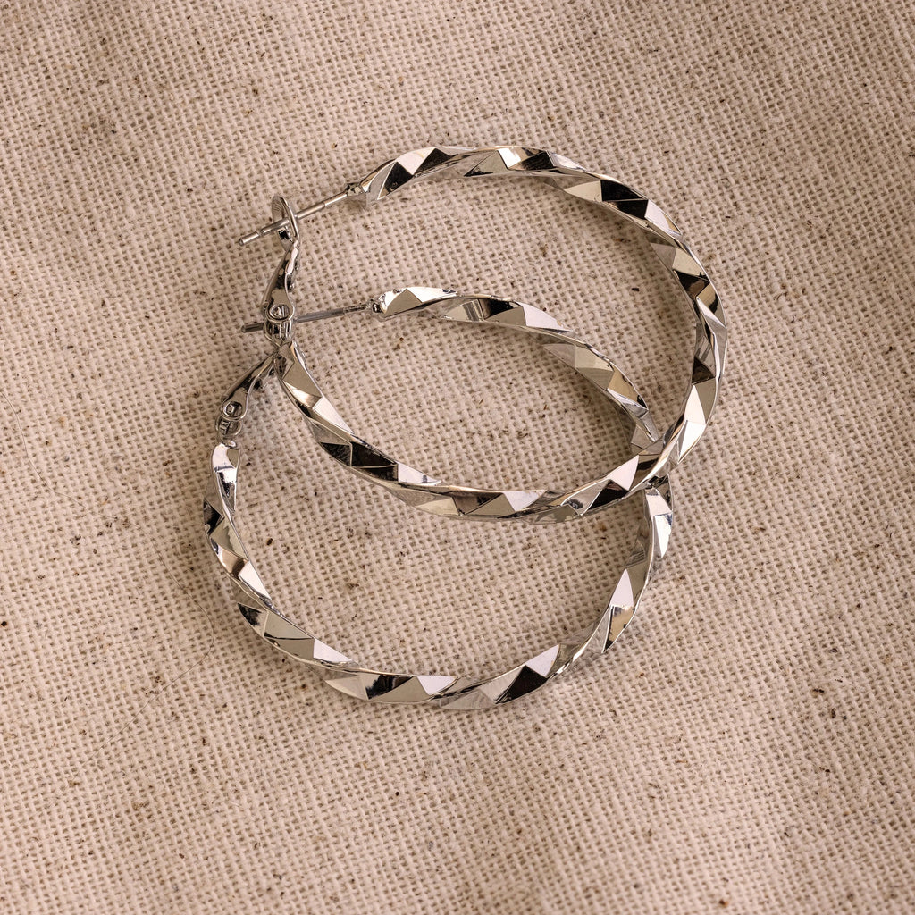 Large Twisted Hoops Silver 18K Gold Plated