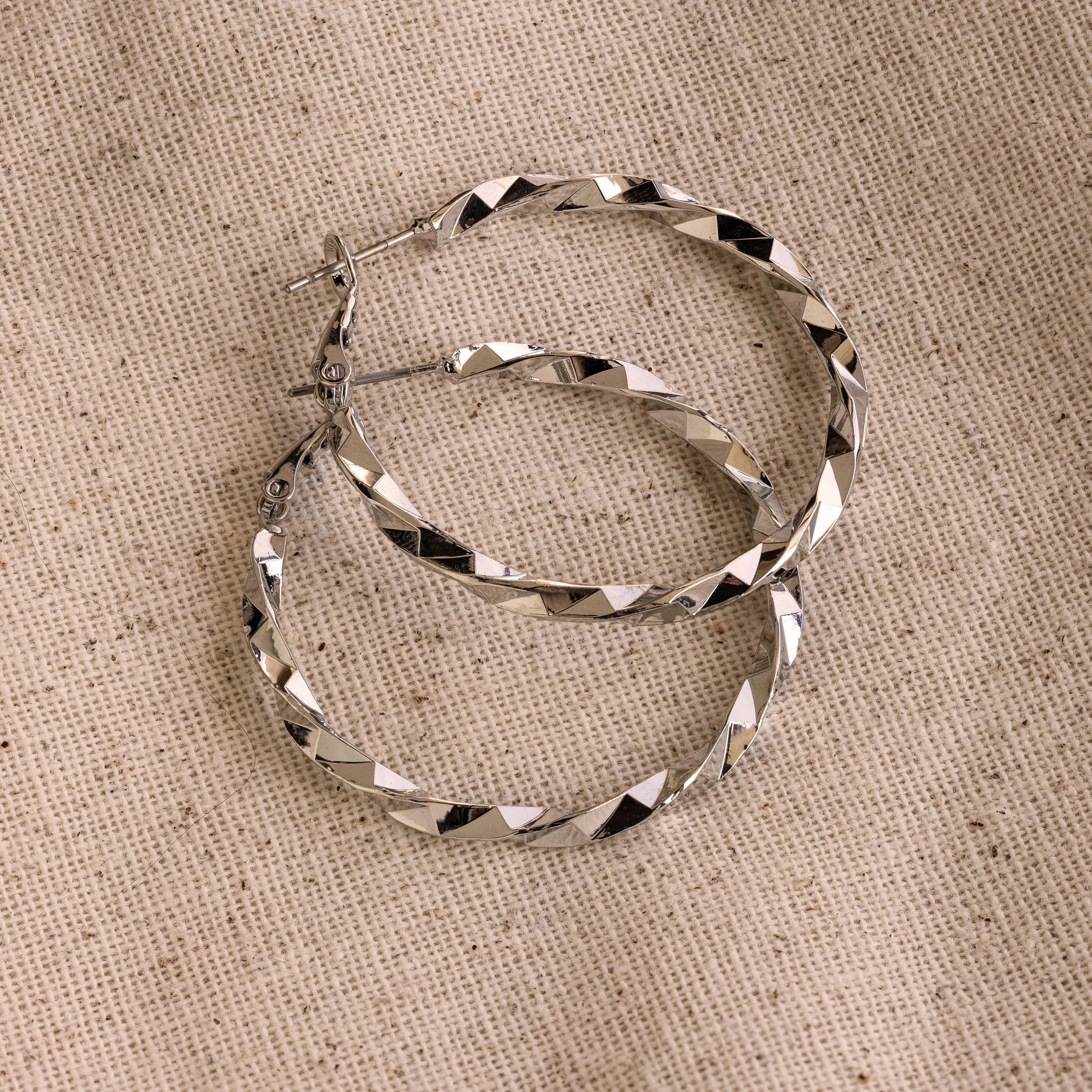 Large Twisted Hoops Silver 18K Gold Plated