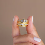 Art Deco Aquamarine Ring Silver 18K Gold Plated