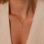 Opal Cross Necklace Silver 18K Gold Plated