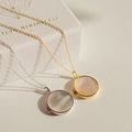Pearl Disc Locket Necklace Silver 18K Gold Plated