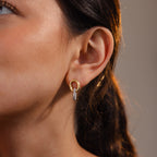 Mixed Metal Twisted Link Earrings Silver 18K Gold Plated