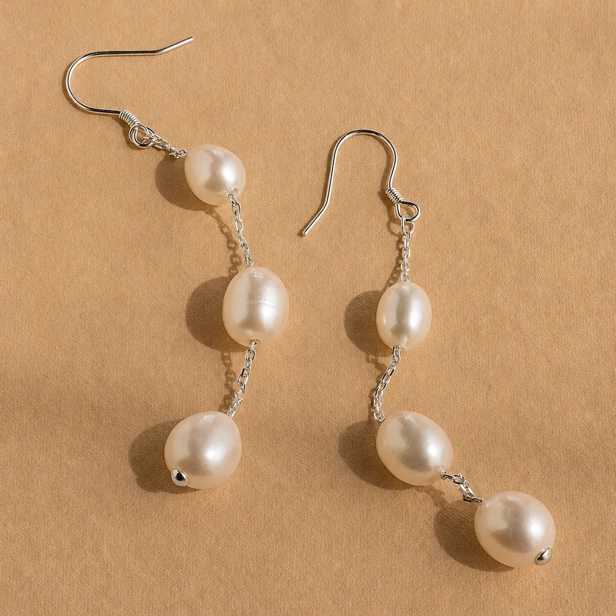 Long Pearl Dangle Earrings