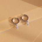 Dangling Pearl Diamond Huggies Silver 18K Gold Plated