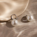 Pearl Dome Drop Earrings Silver 18K Gold Plated