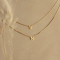 Alice Double Letter Box Chain Necklace Silver 18K Gold Plated