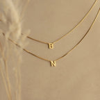 Alice Double Letter Box Chain Necklace Silver 18K Gold Plated