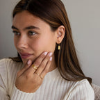 Rectangle Birth Flower Earrings Silver 18K Gold Plated