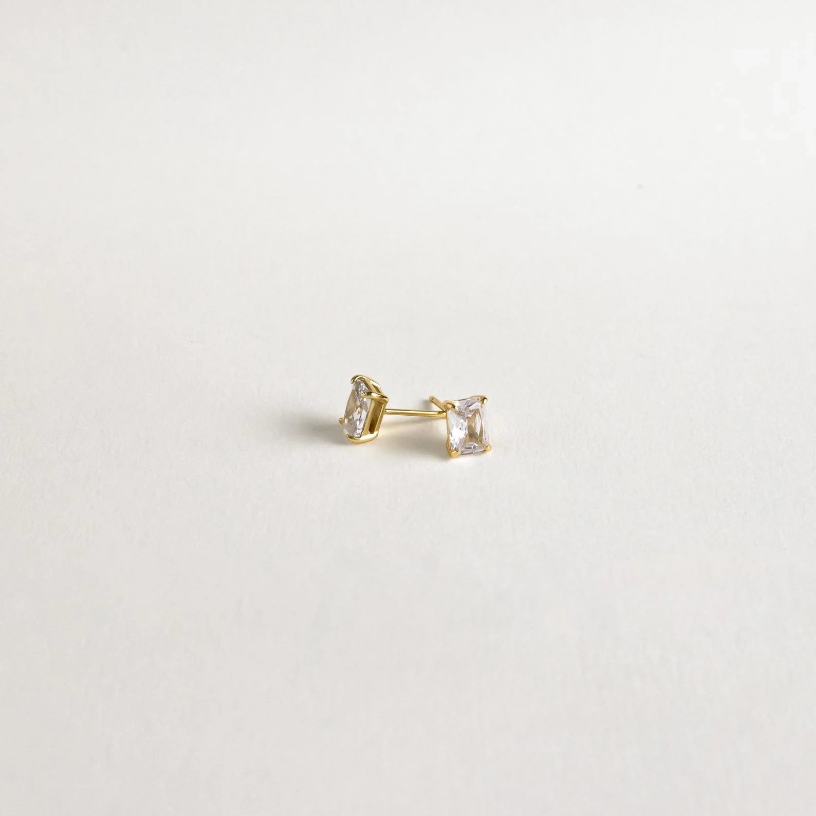 Emerald Diamond Stud Earrings Silver 18K Gold Plated