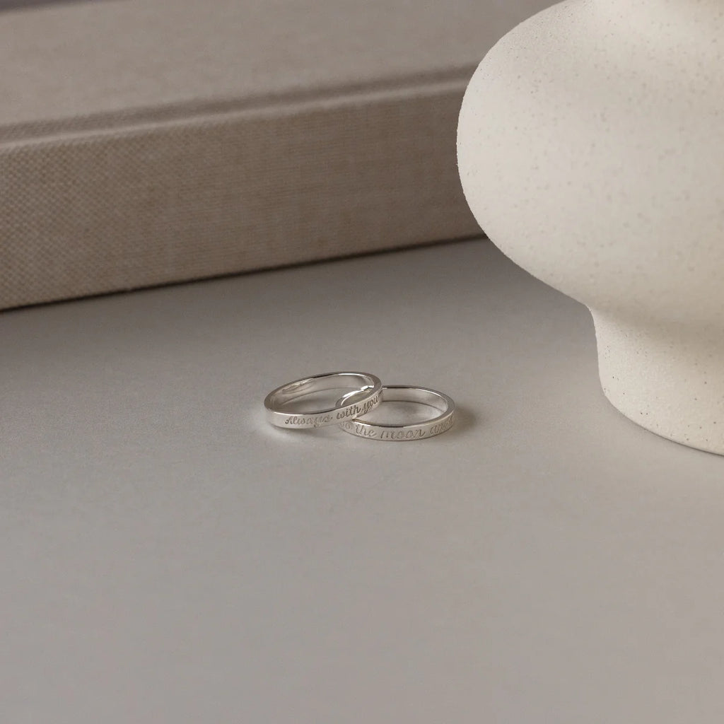Ann Thin Message Ring Silver 18K Gold Plated