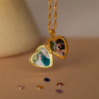Initial Heart Locket Necklace Silver 18K Gold Plated