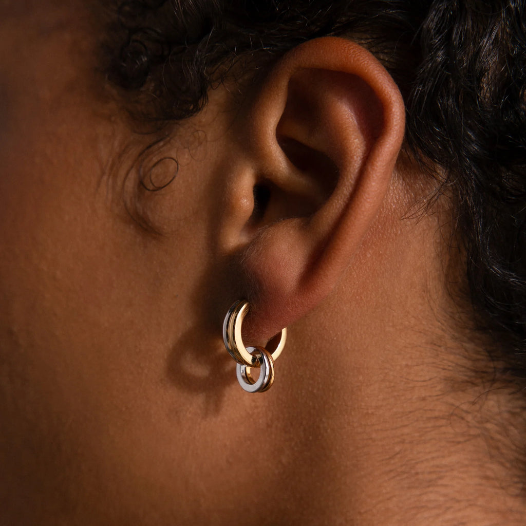 Mixed Metal Circle Hoops Silver 18K Gold Plated