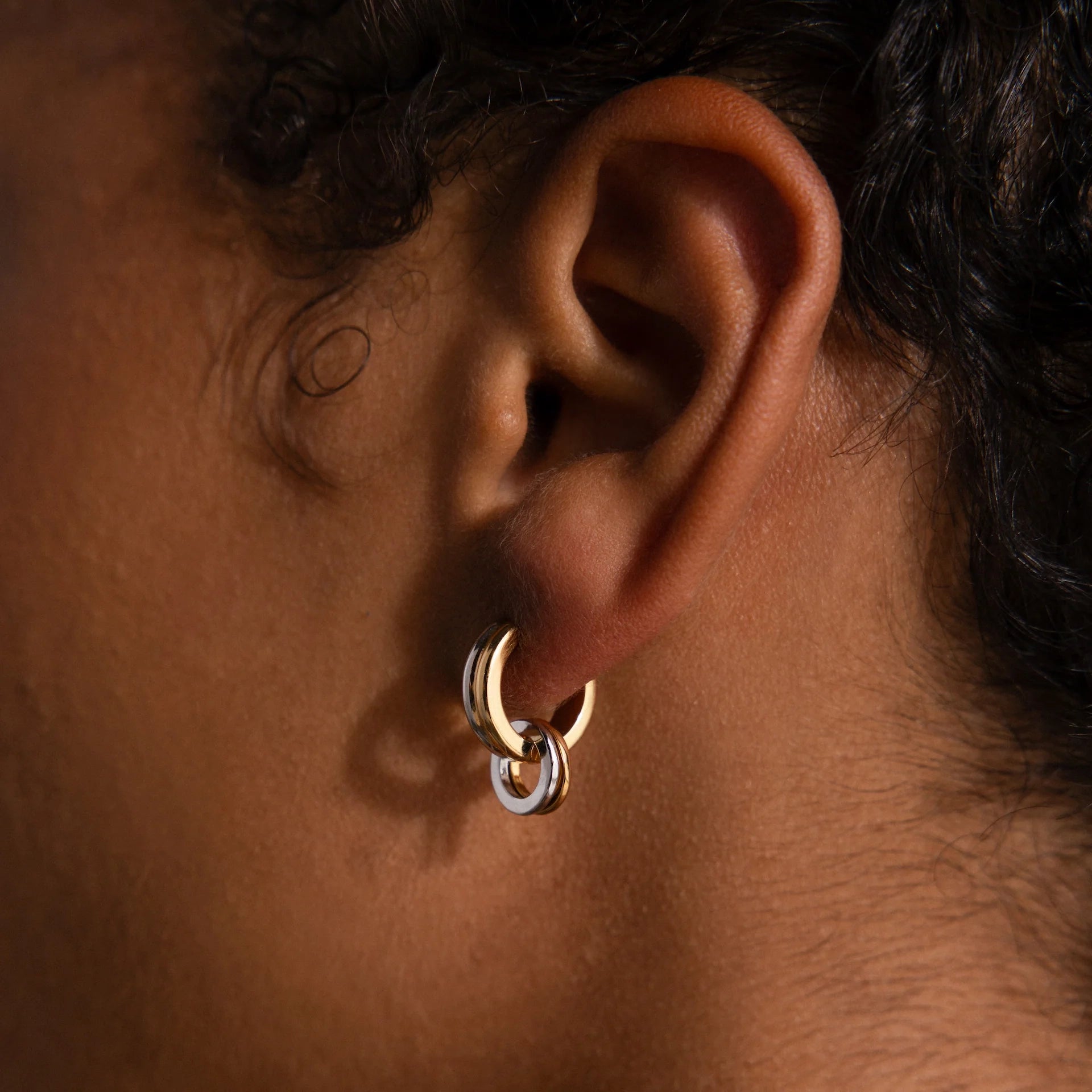 Mixed Metal Circle Hoops Silver 18K Gold Plated