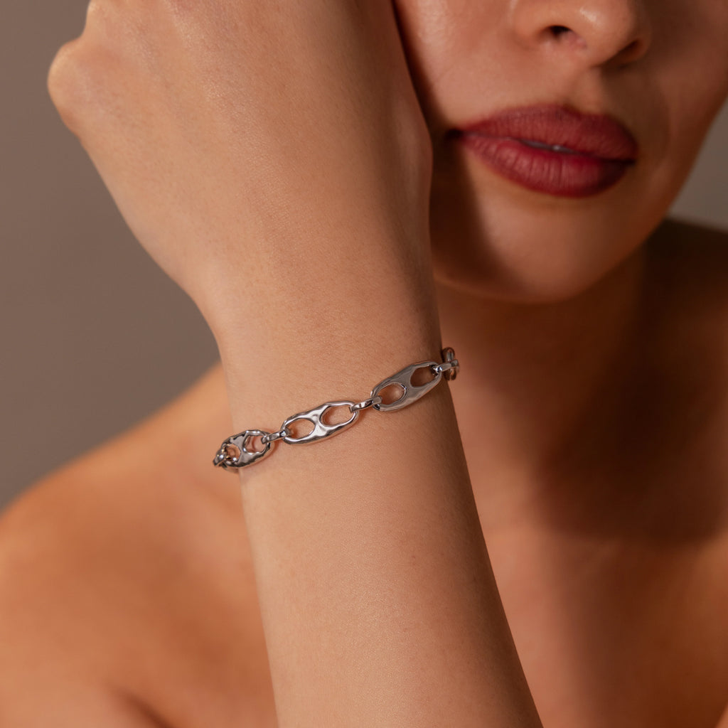 Organic Mariner Chain Bracelet Silver 18K Gold Plated