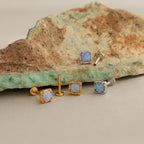 Blue Opal Prism Flatback Studs Silver 18K Gold Plated